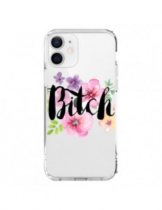 Coque iPhone 12 et 12 Pro Bitch Flower Fleur Transparente...
