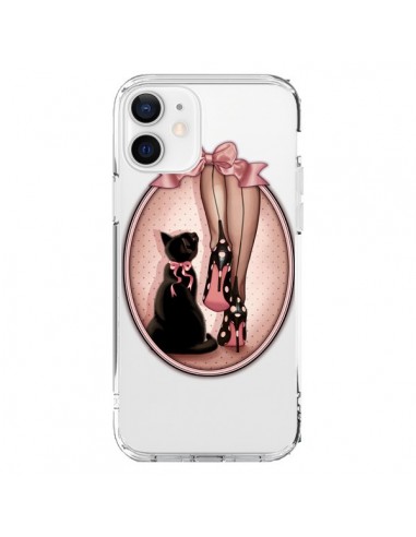 Coque iPhone 12 et 12 Pro Lady Chat Noeud Papillon Pois Chaussures Transparente - Maryline Cazenave