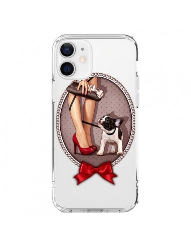 Coque iPhone 12 et 12 Pro Lady Jambes Chien Bulldog Dog Pois Noeud Papillon Transparente - Maryline Cazenave