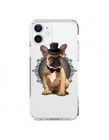 Cover iPhone 12 e 12 Pro Cane Bulldog Papillon Cappello Trasparente - Maryline Cazenave
