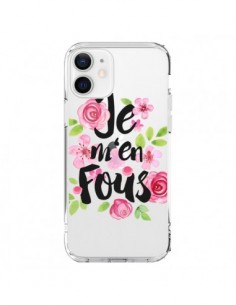 Cover iPhone 12 e 12 Pro Je M'en Fous Fiori Trasparente -...