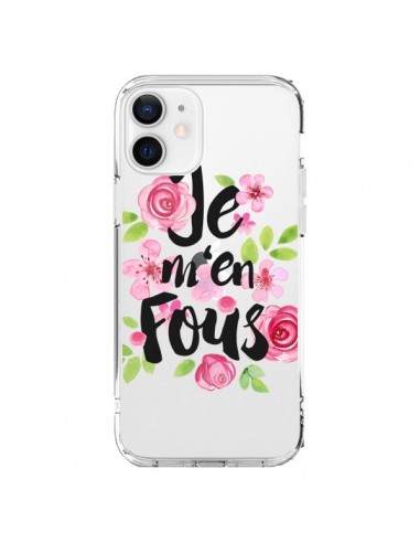 Coque iPhone 12 et 12 Pro Je M'en Fous Fleurs Transparente - Maryline Cazenave