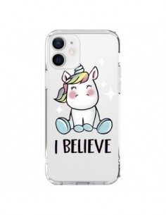 Coque iPhone 12 et 12 Pro Licorne I Believe Transparente...