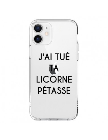 Coque iPhone 12 et 12 Pro Tué Licorne Pétasse Transparente - Maryline Cazenave