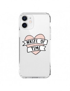 Coque iPhone 12 et 12 Pro Waste Of Time Transparente -...