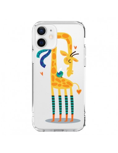 Cover iPhone 12 e 12 Pro L'oiseau e la Girafe Amore L'uccello e la Giraffa Trasparente - Maria Jose Da Luz