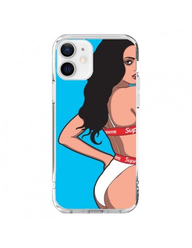 Coque iPhone 12 et 12 Pro Pop Art Femme Bleu - Mikadololo