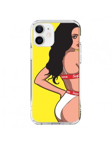 Coque iPhone 12 et 12 Pro Pop Art Femme Jaune - Mikadololo