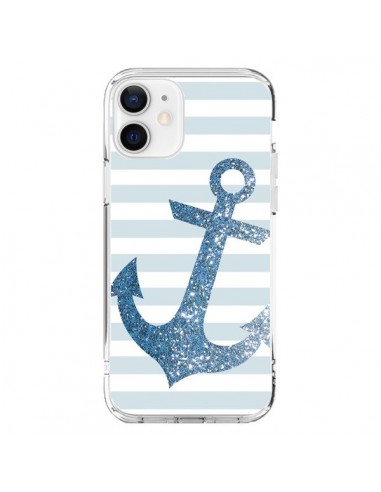 Coque iPhone 12 et 12 Pro Ancre Bleu Navire - Monica Martinez