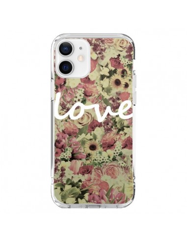 Coque iPhone 12 et 12 Pro Love Blanc Flower - Monica Martinez