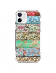 Cover iPhone 12 e 12 Pro Rococo Style Legno Fiori -...