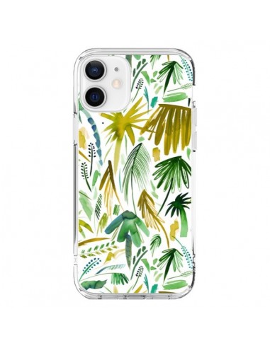 Coque iPhone 12 et 12 Pro Brushstrokes Tropical Palms Green - Ninola Design