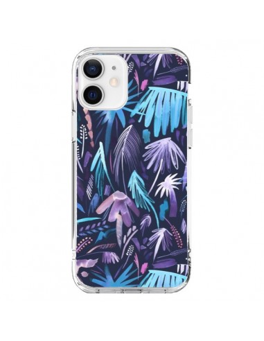 Cover iPhone 12 e 12 Pro Brushstrokes Tropicali Palme Azzurro - Ninola Design