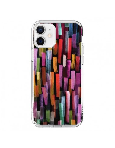 Coque iPhone 12 et 12 Pro Colorful Brushstrokes Black - Ninola Design