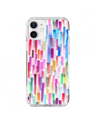 Coque iPhone 12 et 12 Pro Colorful Brushstrokes Multicolored - Ninola Design