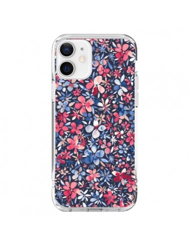 Coque iPhone 12 et 12 Pro Colorful Little Flowers Navy - Ninola Design