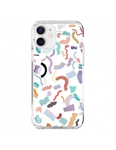 iPhone 12 and 12 Pro Case Curly and Zigzag Stripes White - Ninola Design