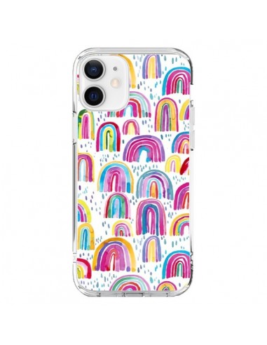 Coque iPhone 12 et 12 Pro Cute Watercolor Rainbows - Ninola Design