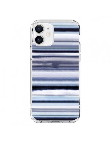 Coque iPhone 12 et 12 Pro Degrade Stripes Watercolor Navy - Ninola Design