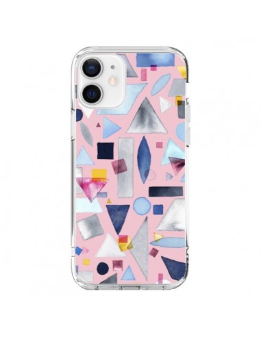 Coque iPhone 12 et 12 Pro Geometric Pieces Pink - Ninola Design