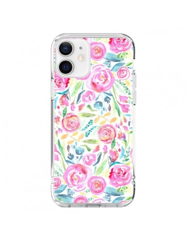 Coque iPhone 12 et 12 Pro Speckled Watercolor Pink - Ninola Design