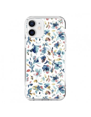 Coque iPhone 12 et 12 Pro Watery Hibiscus Blue - Ninola Design