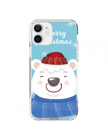 Coque iPhone 12 et 12 Pro Ours Blanc de Noël Merry Christmas - Nico