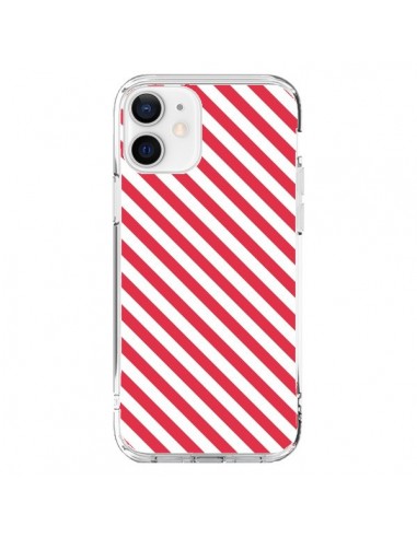 Coque iPhone 12 et 12 Pro Bonbon Candy Rose et Blanche Rayée - Nico