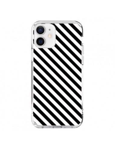 Coque iPhone 12 et 12 Pro Bonbon Candy Noire et Blanche Rayée - Nico