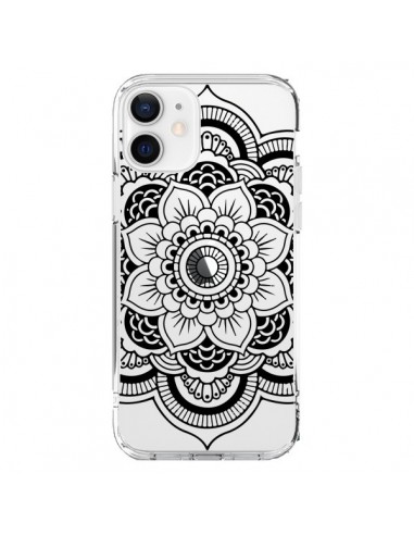 Coque iPhone 12 et 12 Pro Mandala Noir Azteque Transparente - Nico