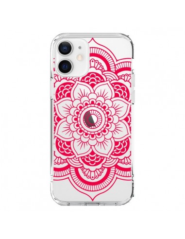 Coque iPhone 12 et 12 Pro Mandala Rose Fushia Azteque Transparente - Nico