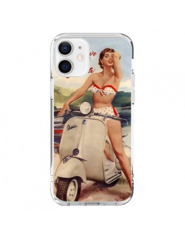 Coque iPhone 12 et 12 Pro Pin Up With Love From the Riviera Vespa Vintage - Nico