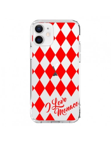 Coque iPhone 12 et 12 Pro I Love Monaco et Losange Rouge - Nico