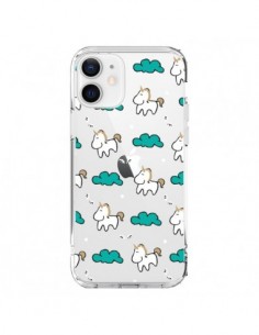 Coque iPhone 12 et 12 Pro Licorne et Nuages Transparente...