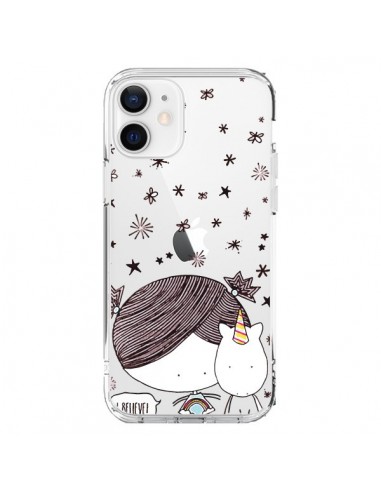 Coque iPhone 12 et 12 Pro Petite Fille et Licorne I Believe Transparente - Nico