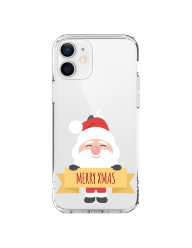 Coque iPhone 12 et 12 Pro Père Noël Merry Christmas transparente - Nico