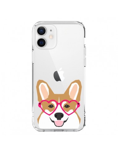 Coque iPhone 12 et 12 Pro Chien Marrant Lunettes Coeurs Transparente - Pet Friendly