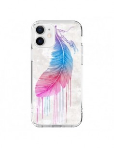 Coque iPhone 12 et 12 Pro Plume arc-en-ciel - Rachel...