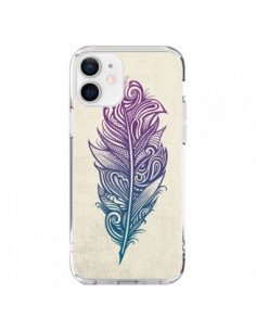 Coque iPhone 12 et 12 Pro Feather Plume Arc En Ciel -...