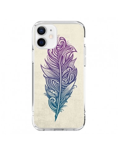 Coque iPhone 12 et 12 Pro Feather Plume Arc En Ciel - Rachel Caldwell