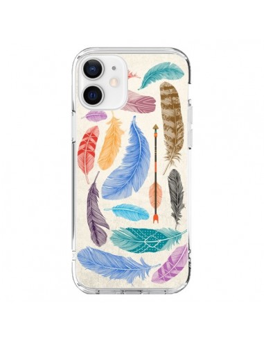 Coque iPhone 12 et 12 Pro Feather Plumes Multicolores - Rachel Caldwell