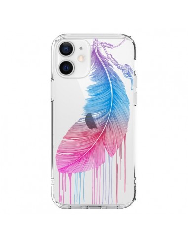 Coque iPhone 12 et 12 Pro Plume Feather Arc en Ciel Transparente - Rachel Caldwell