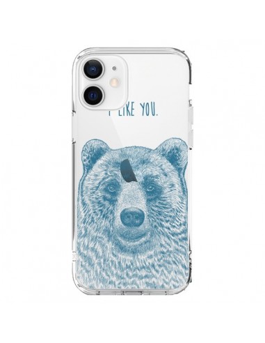 Coque iPhone 12 et 12 Pro I Love You Bear Ours Ourson Transparente - Rachel Caldwell