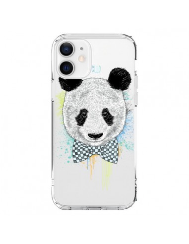 Coque iPhone 12 et 12 Pro Panda Noeud Papillon Transparente - Rachel Caldwell