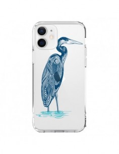 Cover iPhone 12 e 12 Pro Heron Blu Uccello Trasparente -...