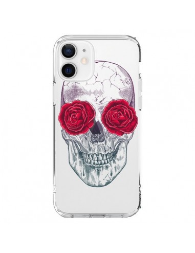 Cover iPhone 12 e 12 Pro Teschio Rosa Fiori Trasparente - Rachel Caldwell