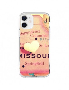 Coque iPhone 12 et 12 Pro Carte Map Missouri Coeoeur - R...