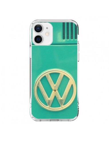 Coque iPhone 12 et 12 Pro Groovy Van Hippie VW Bleu - R Delean