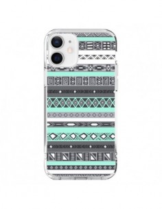 Coque iPhone 12 et 12 Pro Azteque Aztec Bleu Pastel - Rex...