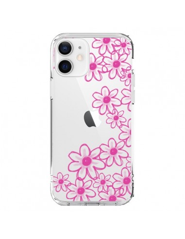 Coque iPhone 12 et 12 Pro Pink Flowers Fleurs Roses Transparente - Sylvia Cook